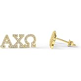 Sorority Shop Alpha Chi Omega Earrings — ACO 18K Gold Plated Sorority Gifts Earrings, Long-Lasting Alpha Chi Omega Gifts for Women