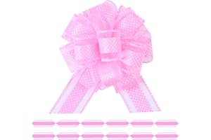 FORBINBO 12Pcs Wave Point Gift Wrap Pull Bows, Large 6 Inch Assorted Gift Pull Bows, for Presents,Christmas Party Birthday Gift for Wrapping Boxes,Valentine's Day Gift Decorations (Pink)
