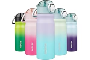 BJPKPK Water Bottle With Straw 18oz Insulated Water Bottles Reusable Stainless Steel Metal Thermos With Leak Proof Lockable Lid And Carry Handle,Oasis
