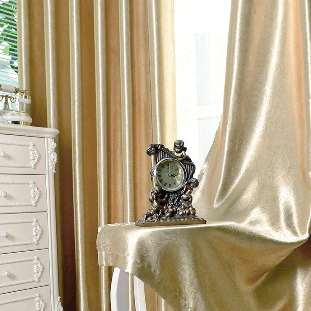 MYRU 2 Panels Set Semi Blackout Gold Curtains for Living Room Embossed Flower Curtains for Bedroom (2 Panels 39 x 84 Inch, Gold)