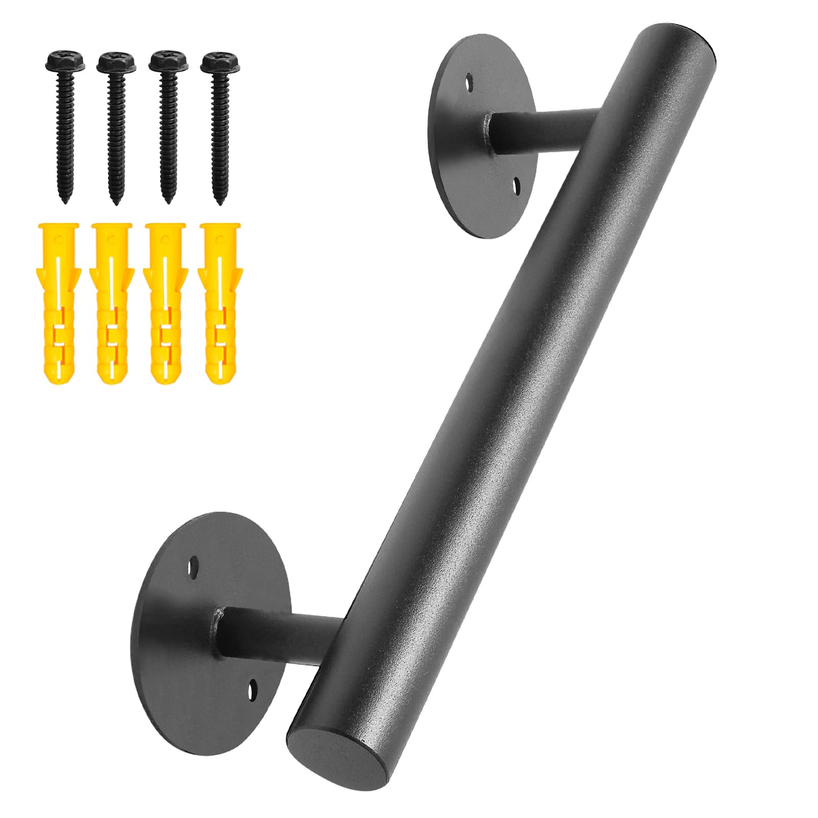 Photo 1 of Purife 1 FT Black Matte Heavy Duty Stair Railing, Iron Short Staircase Handrail for Indoor Stairs - Outdoor Hand Railings for Garage, Basement, Porch Steps, Safety Grab Bars for Handicap, Seniors