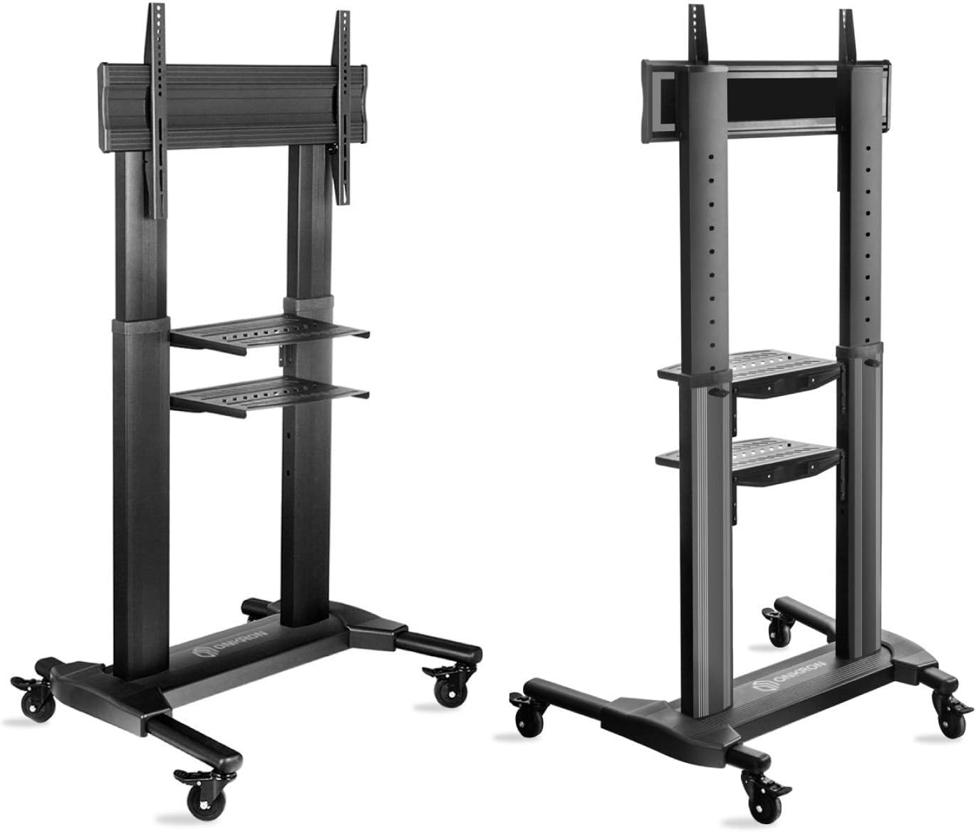 ONKRON Universal Mobile TV Stand with Shelves TV Cart on Wheels for 40” – 80 Inch Flat Panel Curved LCD LED OLED Screens up to 100 lbs TS27-71 (Black) : Office Products