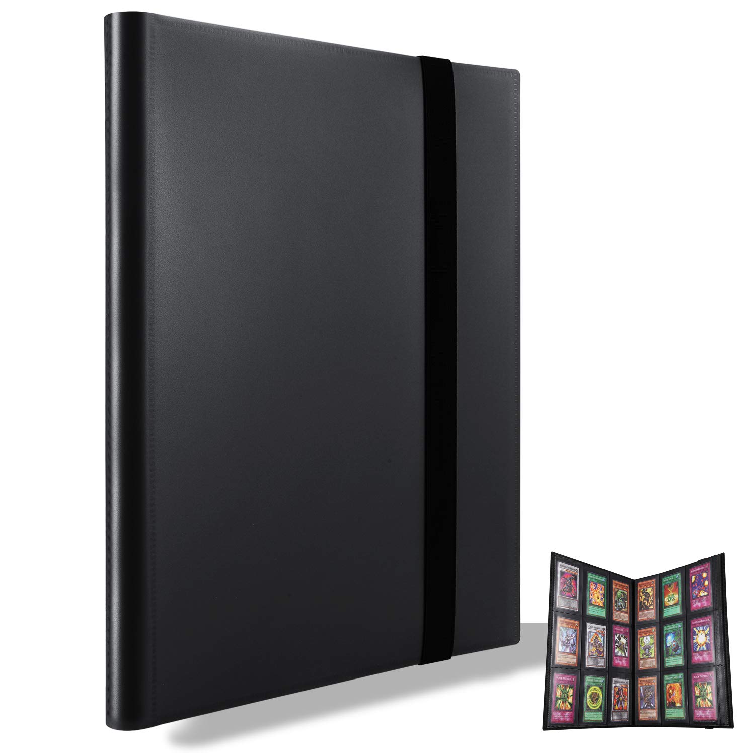 MUROAD 360 Pockets Trading Card Binder Album, Compatible With Pokemon Card Binder Holder, Football Cards, Side Loading PP Pockets Folder, Standard Size Cards Protector. (Black)