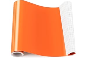 LIKCUT Orange Permanent Vinyl, 12"x 15FT Permanent Vinyl Roll Compatible with Cricut Machine, Great Stickiness Glossy Adhesive Vinyl for DIY Crafts, Waterproof Car Stickers and Home Outdoor Decor