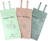 BOMEI PACK 3 Pack Recycling Bags Pink Grey Green with Handles 42 Gal Waterproof view 7
