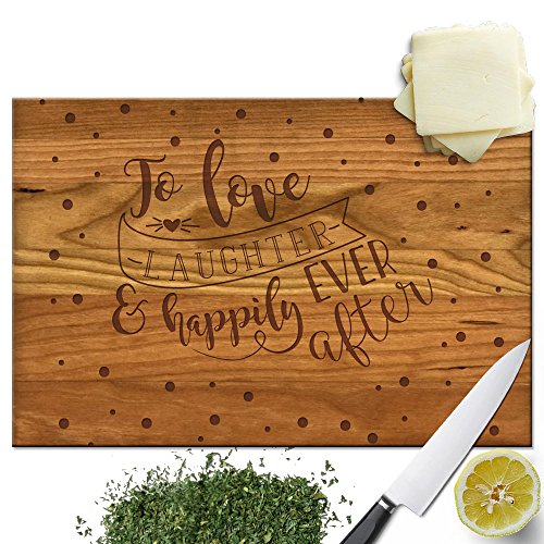 Froolu Love Laughter Happily Ever After Custom cutting boards for Wedding Couple Anniversary Gifts