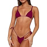 Womens Sexy Bikini Set Thong Hater String Cheeky Two Piece Swimsuits Double Shoulder Straps Swimwear Adjustable