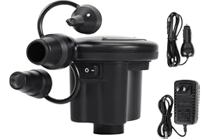 HEYTRIP Electric Air Pump for Air Mattress, Portable Inflator/Deflator with 3 Nozzles,110V AC/12V DC, Two-Way Universal Inflatable Pump for Bed, Boat, Pool