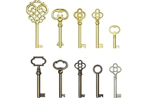KLIVYA Skeleton Key Set,Universal Vintage Key Compatible with Antique Furniture and Locks (Including Antique Dressers, Cabine