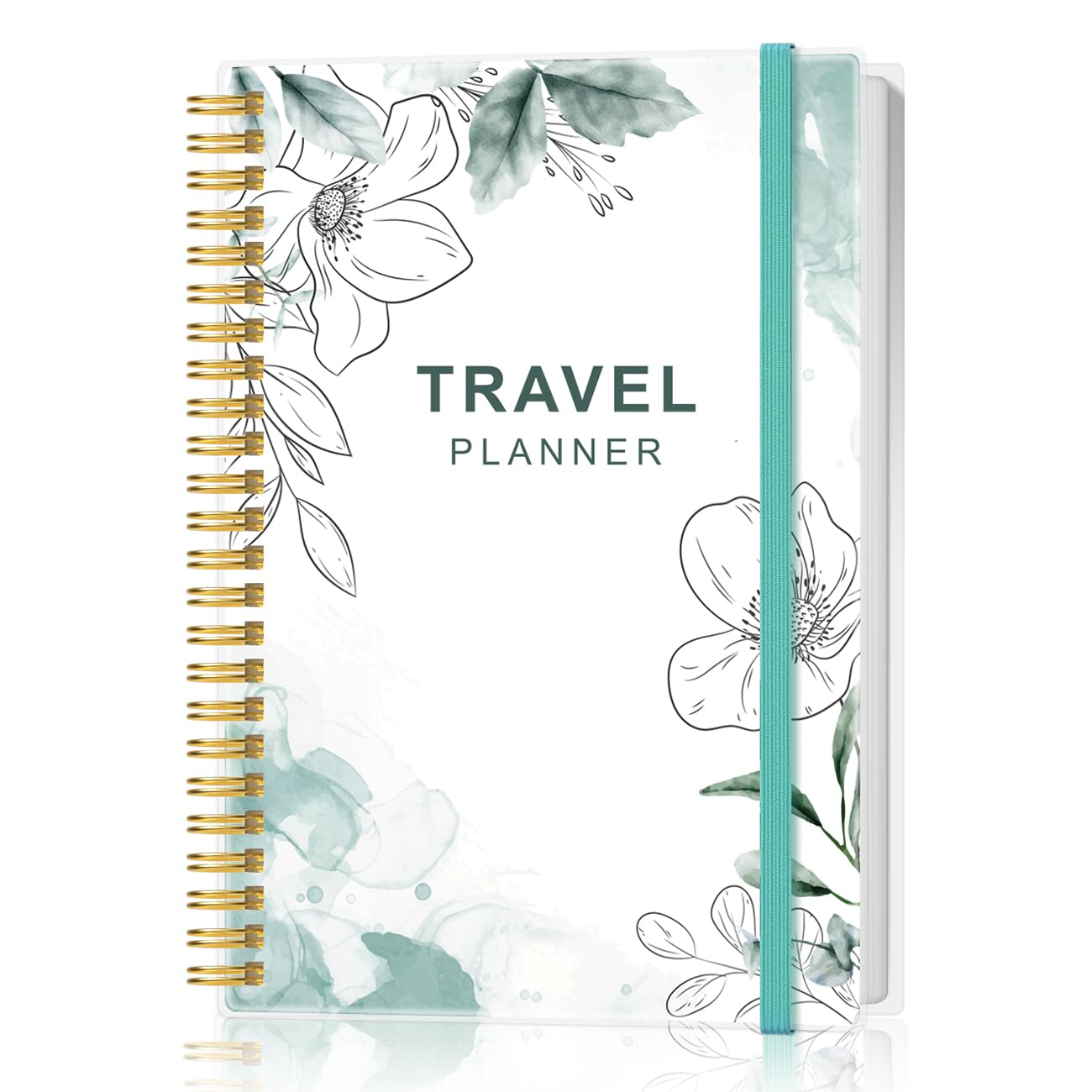 Travel Journal for Women & Men, Vacation & Road Trip Planner Organizer, Travel Notebook for 6 Trips, Trip Planner Gift to Record Memories and Adventures from Special Trips, 5.8" x 8.5", Teal Floral