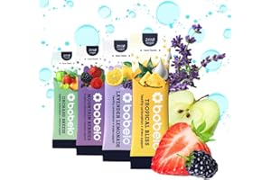 BOBELO CARBONATION Flavor Packets - Trial Pack, 3 of Each Flavor, Tropical Bliss, Mountain Berries, Lavender Lemonade & Orchard Breeze, Self Carbonating Hydration Electrolyte Drink Mix, Real Fruit