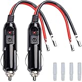 FICBOX Car Cigarette Lighter Heavy-Duty Male Plug Power Adapter Supply Cord With LED Lights And 16 AWG Cable Wire for 12V 24V