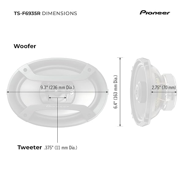 PIONEER TS-F6935R 3-WAY COAXIAL CAR AUDIO SPEAKERS – 6″ X 9″ PASSIVE CAR SPEAKERS (PAIR), 230 W MAX POWER, BLACK AND SILVER