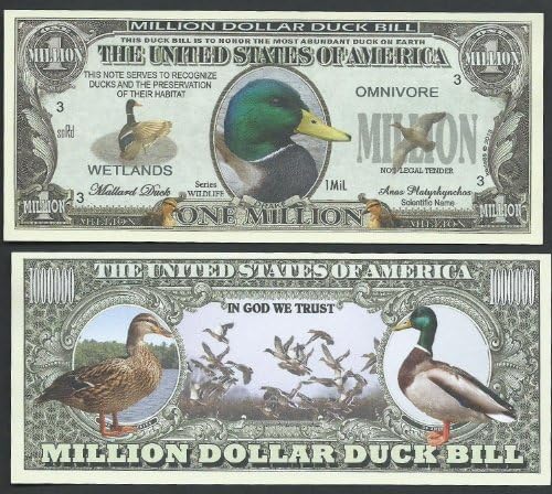 Million Dollar Mallard Duck Novelty Bill - Lot of 25 Bills