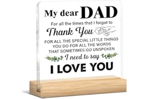 YGBF Dad Gift From Daughter Son, Appreciation Gifts for Father Fathers Day Birthday, My Dear Dad Clear Acrylic Desk Decorative Sign Home Office Desk Decor