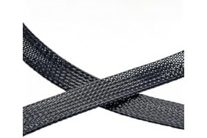 PET Expandable Braided Sleeving 25Ft-1/2 inch Wire Loom, Aibole Braided Cable Sleeve Wire Wrap,Black