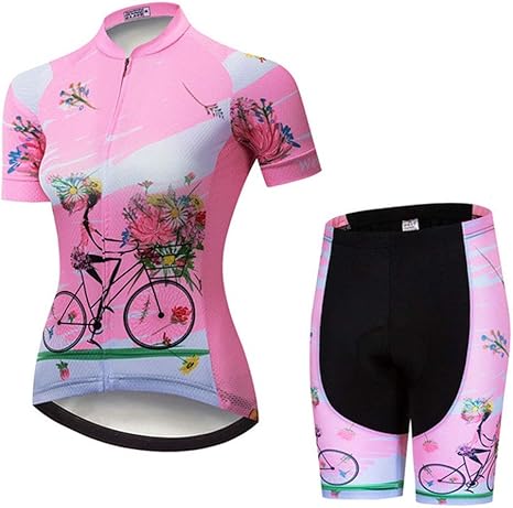 Amazon Co Jp 女性サイクリングジャージーセット 夏クイックドライmtb自転車サイクリングスーツ半袖通気性自転車服 色 C サイズ Xxl ホーム キッチン