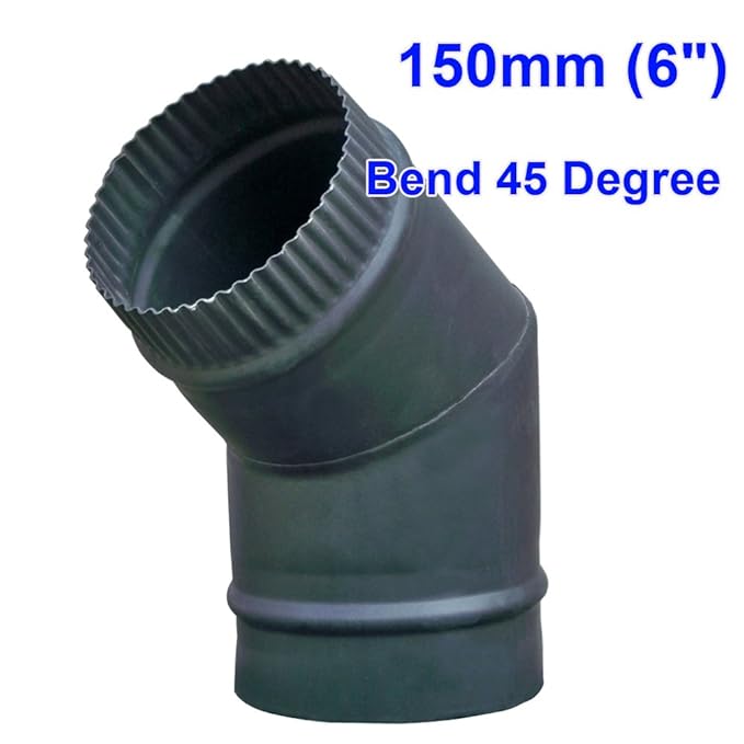 Lincsfire 6" 45 Degree Bend Flue Pipe Chimney for Wood Burning Log