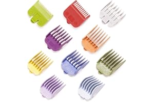 BESTBOMG 10 Color Professional Hair Cutting Guards and Combs Set - Coded Guides from 1/16 to 1 for Clippers and Trimmers #3170-400