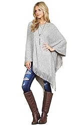 Classic Soft Knit Poncho Shawl Wrap - Basic Warm