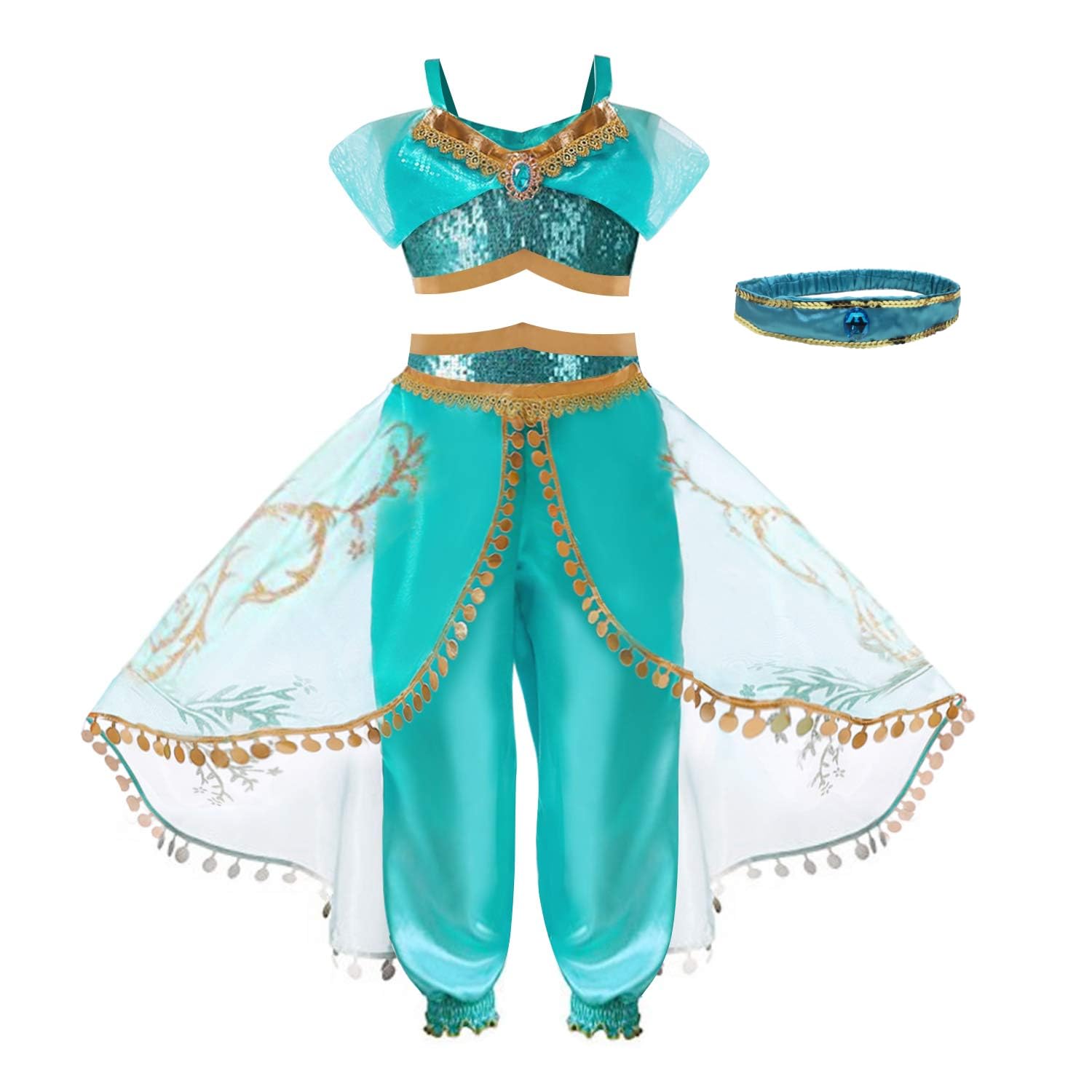 Belle & Moana Princess Costumes for Girls Princess Fancy Dress Up for Girl Parties, Birthdays, Cosplay, Halloween Age 3-4 Years