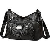 LassZone Womens Crossbody Bag Soft Leather Handbags Multi Pocket Satchel Waterproof Hobo Shoulder Bag Messenger Bag