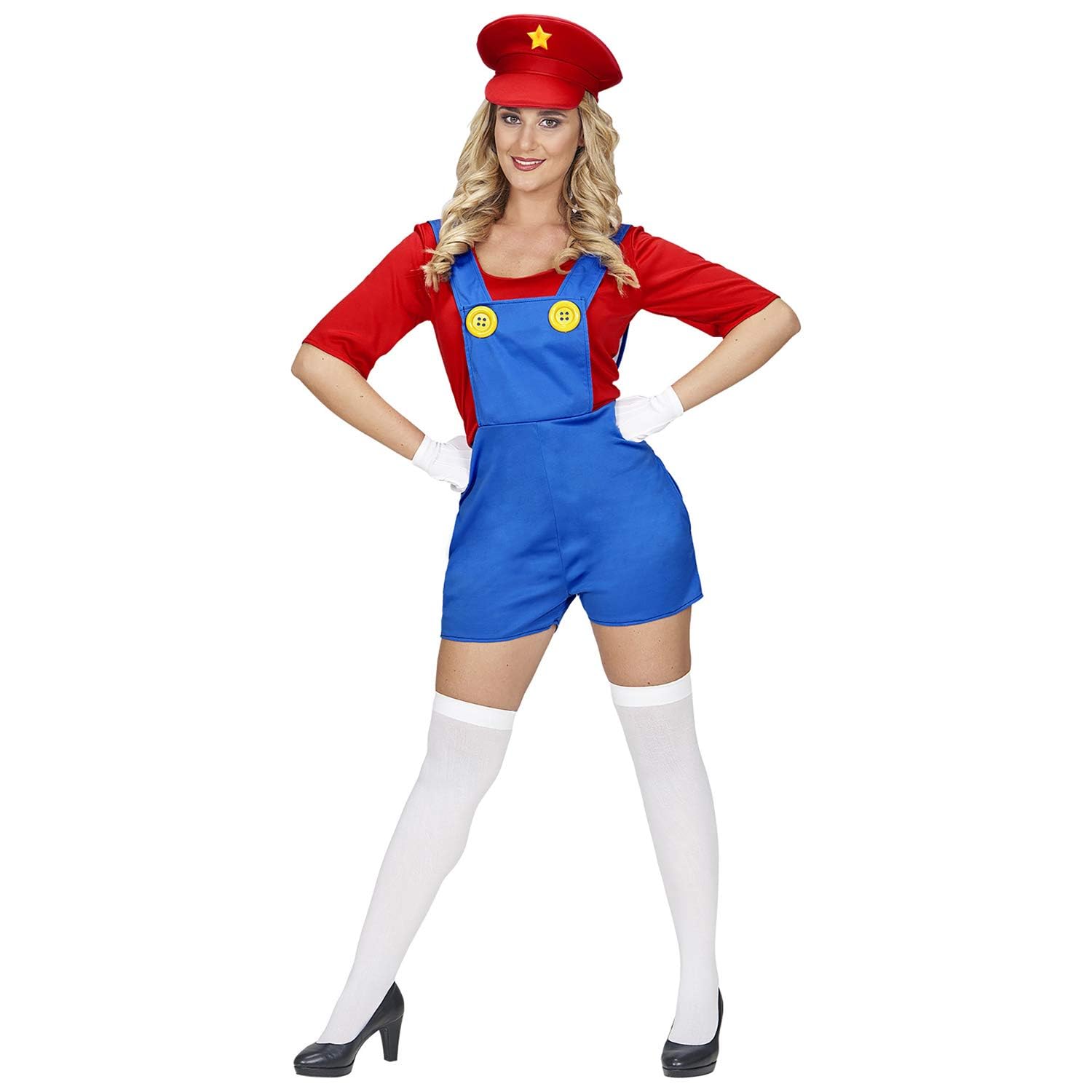 W WIDMANN MILANO Party Fashion 08699 Widmann 08699 Super Plumber Costume, Suit and Hat, Craftsman, for Carnival, Theme Party, Men, Red/Blue, XS