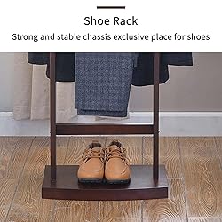 MLIKYRGK Wood Suit Valet Stand With Drawer Top Tray