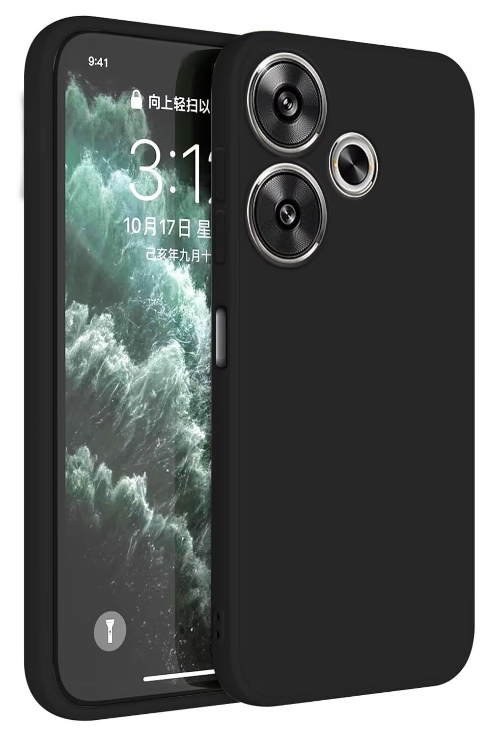 HAFFAN TPU Silicone Case Compatible with POCO F6 (6.67" inches), Cover Holster Sleeve - Black โ image 1