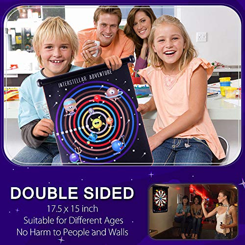 Rabosky Magnetic Dart Board for Kids, Interstellar Adventure Dart Game Set, Best Kids Toy Gift for Boys Indoor Outdoor Games, Include 12 Darts & 6 Extra Flights - Thumbnail 2