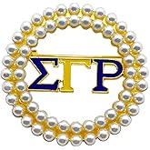 Elegant Sorority Member Women SIGMA GAMMA RHO Letter label Metal Circle Imitation Pearl Brooch Pin