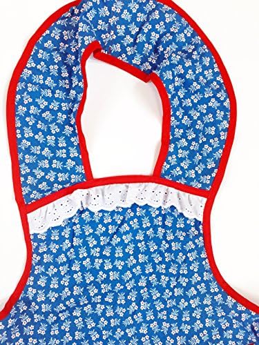 French country shabby chic 1940s style apron in red white and blue