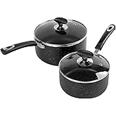 RATWIA Nonstick Saucepan Set - 2 Quart and 3 Quart,Ultra Non Stick Sauce Pan Small Pot with Glass Lid,Great for Home Kitchen Restaurant,Black
