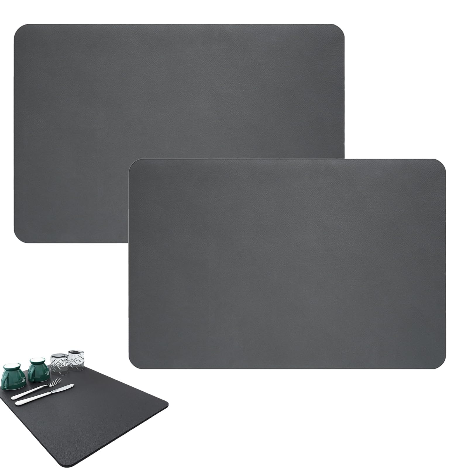 Mystiqut 2PCS Draining Board Mats, Kitchen Super Absorbent Mat, Folding Dish Countertops Drainer Mat Anti-Slip for Drying Sink Coffee Mat,(VDBSNSHG)