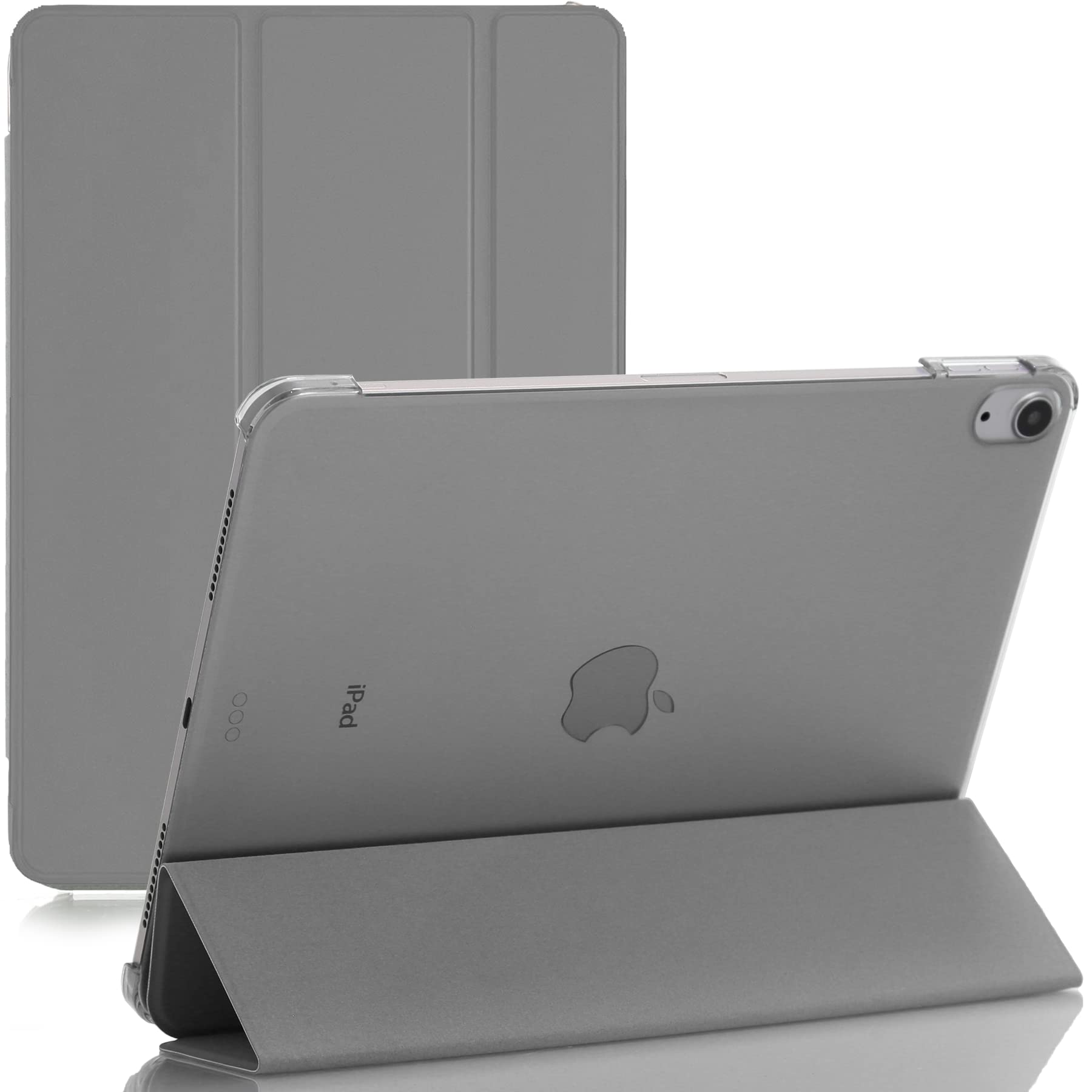 Smart Case For Apple iPad Air 4 Released 2020 and For Apple iPad Air 5 Released 2022 Size 10.9'' and Only For Model Numbers A2316, A2324, A2072, A2325, A2588, A2589, A2591 (Gray)