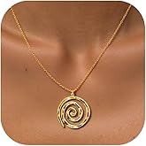 Your Always Charm Chunky Gold Necklace Spiral Pendant Statement Necklace for Women Boho Jewelry Gold Pendant Necklaces for Women Fashion Layered Jewelry