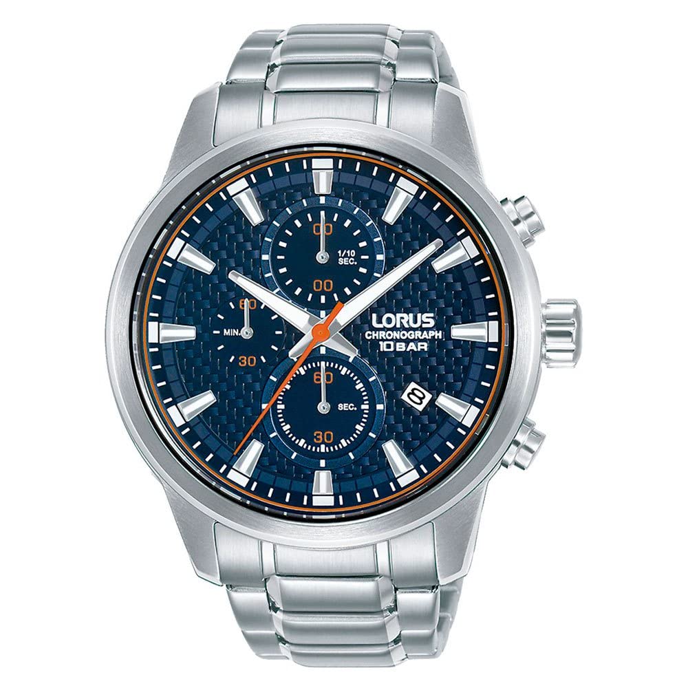 Lorus RM329HX9 Men's Analogue Quartz Watch with Metal Strap, Blue, Blue, Bracelet