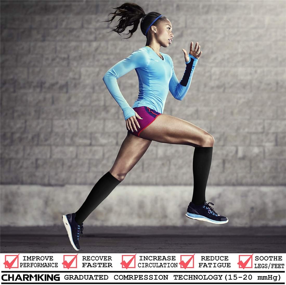 CHARMKING Compression Socks for Women & Men 8 Pairs 15-20 mmHg is Best Graduated Athletic,Running, Flight Travel,Cycling: Clothing