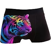 Pigsaly Black Yellow Tiger Head Animal King Men's Boxer Briefs Underwear Short Pants Underpants XL