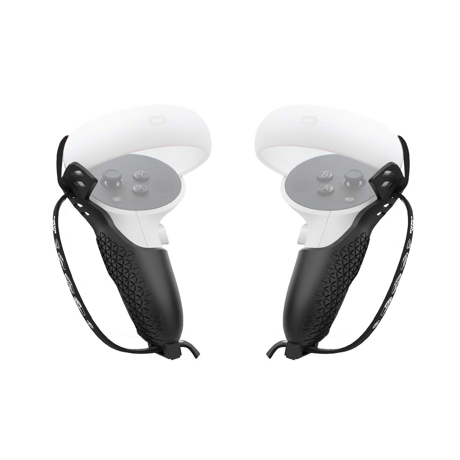 AMVR Controller Grips for Oculus Quest 2, Silicone Touch Controller Cover Protector Accessories with Adjustable Non-Slip VR Hand Straps Compatible with Meta Quest 1/Rift S (Black, 1 Pair)