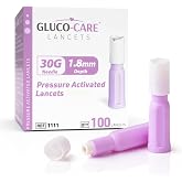 GLUCO-CARE Safety Lancets, 30G x 1.8mm, Contact-Activated, 100 Count | Hygienically Sealed, Gentle Fingerstick Testing, Preloaded &amp; Ready-to-Use, Compact Size, Easy-Twist Cap