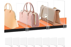 Fineonly Shelf Dividers for Closet Organization Closet Dividers for Shelves, 8PCS Clear Shelf Dividers for Clothes Purse Bag Separators Acrylic Bookshelf for Organization