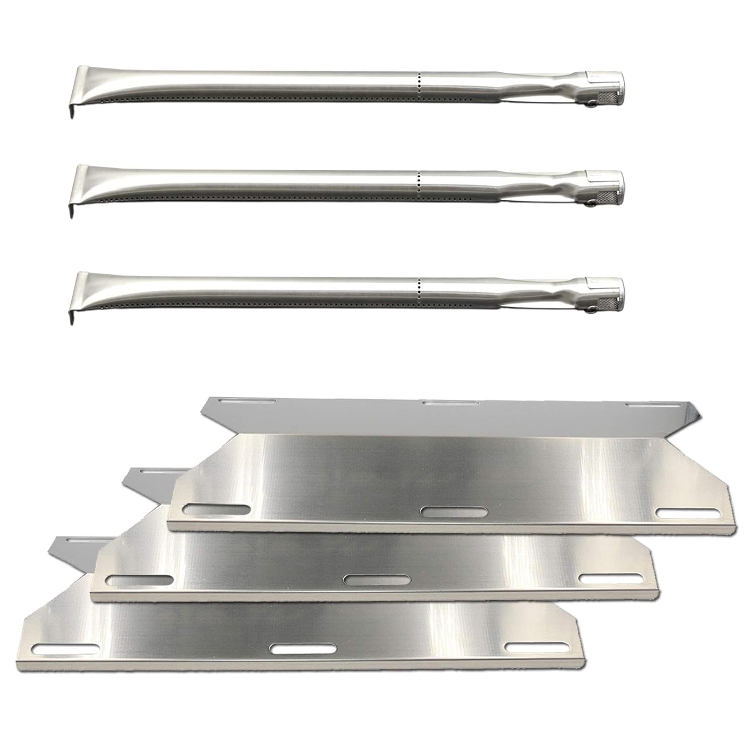 Uniflasy (3-Pack Stainless Steel Gas Grill Repair Replacement Parts Kit Burners & Heat Plate for Charmglow Home Depot 3 Burner, 720-0230, 720-0036-HD-05, Sterling Forge 720-0016