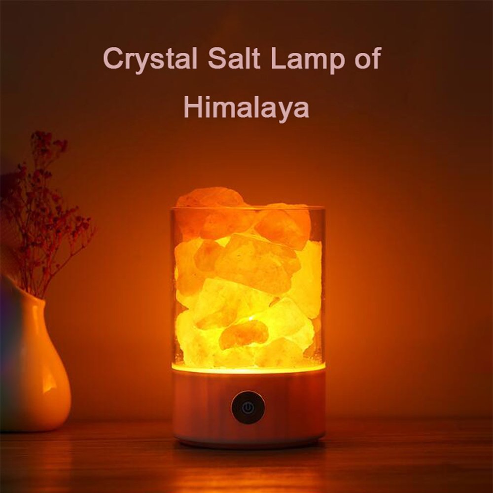 Denshine Himalayan Salt Lamp Salt Lamp with Dimmer Switch 7 Colorful Night Light Air Purifying Ionic Natural Salt Crystal Lamp Night Light for Kids (Black)