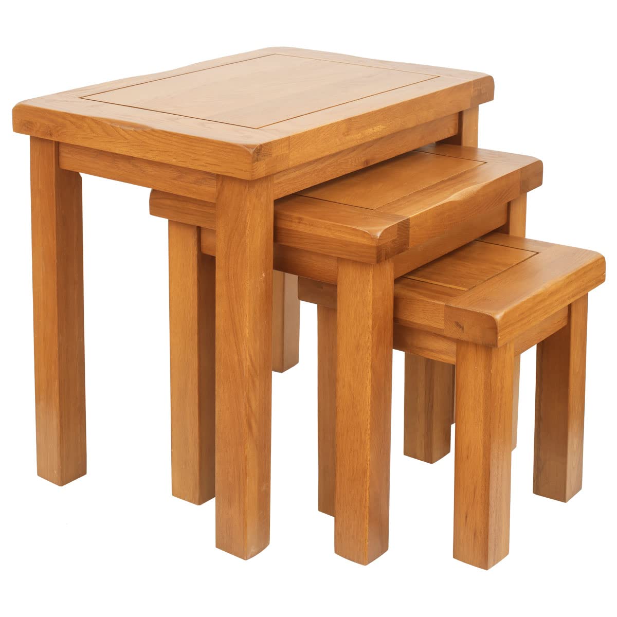 Aurotrice Solid OAK Nest of 3 Tables Wooden Side Nesting Wood End Coffee Lamp Table Rustic Sets
