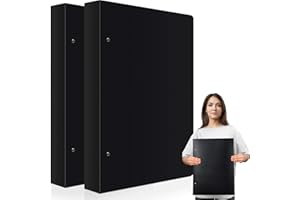 Resholder 2 Pcs 3 Ring Binder 11"x17" Binder Poly Panel Featuring 1" D Ring Fit 11" x 17" Paper Size for Store Artwork Poster Paper PP Material (Black)