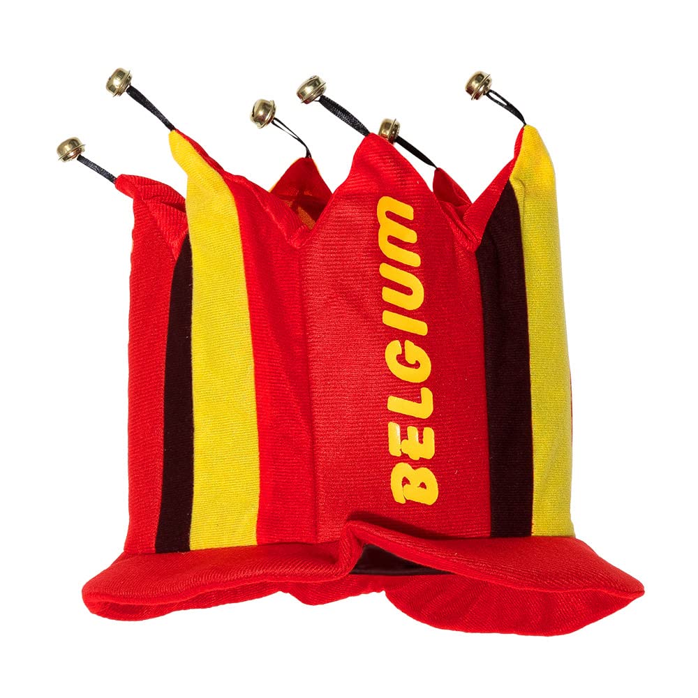 Boland Belgium Supporter Hat for Adults – Red, Yellow & Black Fan Hat with Jester Points and Bells, One Size – Football Supporters Accessory for European & World Cup Matches, Parties & Events