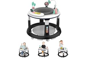 ABBI CASEY Little Angels Baby Walker with Wheels, Music & Lights - 5 Height Adjustable, Detachable Toys & Bounce Pad for Boys & Girls, 6-12 Months