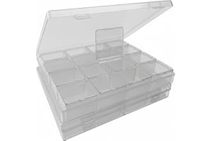 RHONZHAO 32-Grid Bead Storage Containers Set, 32 Clear Plastic Organizer Boxes w/Hinged Lids, Craft Parts Organizer for Jewelry & Diamond Painting (Clear 2 Pack)