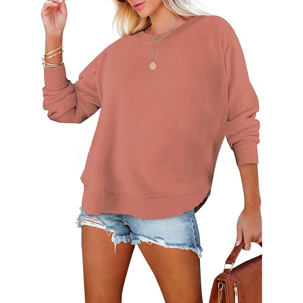 Yuccalley Women's Casual Crop Sweatshirt – Soft Long Sleeve Crew Neck Pullover Top